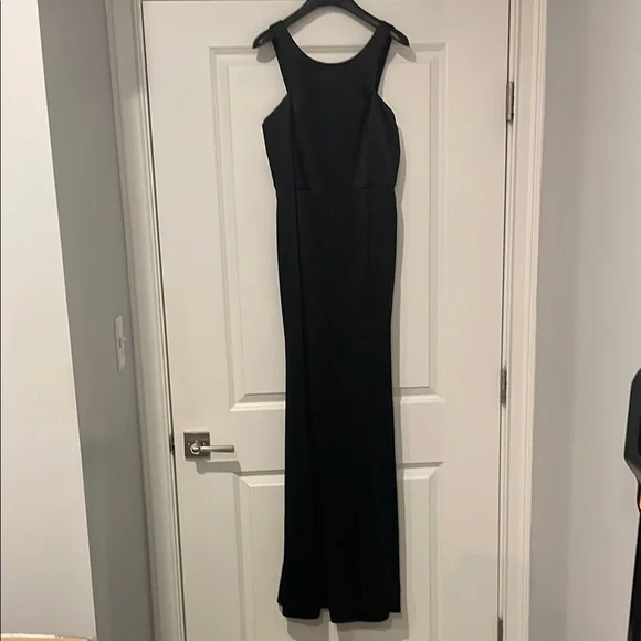 BCBGeneration Black Halter Satin Gown Cocktail